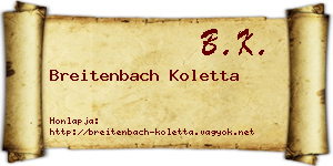 Breitenbach Koletta névjegykártya